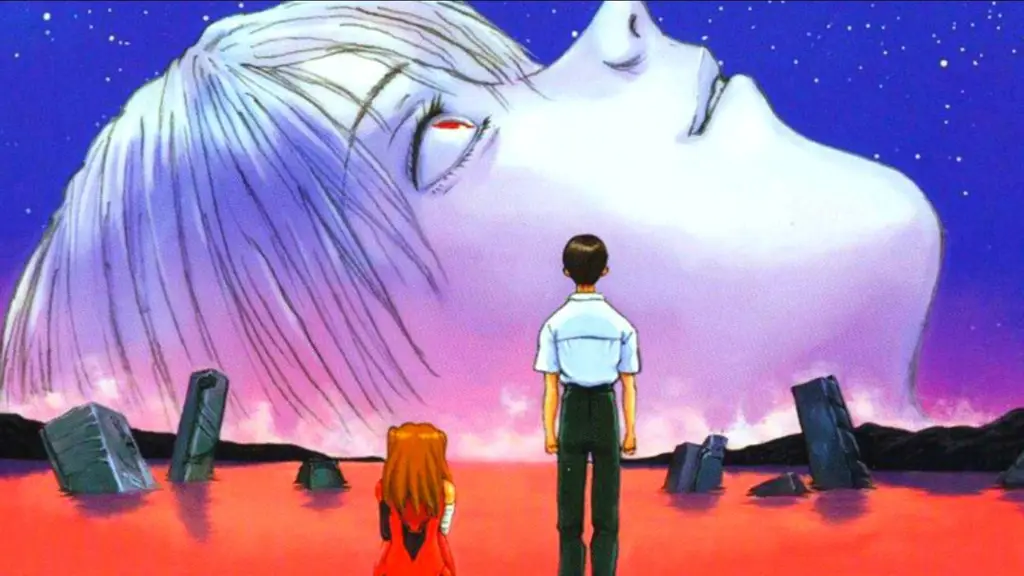 Gambar adegan penutup Evangelion yang dramatis