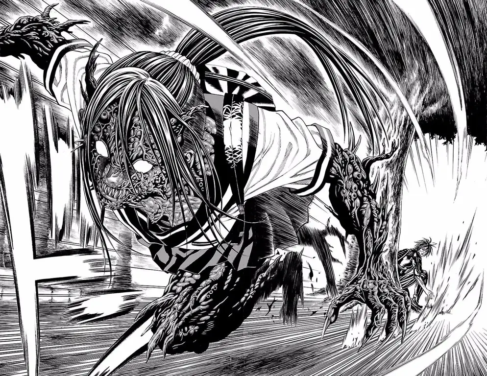 Gambar adegan perkelahian dalam manga kenka dokugaku