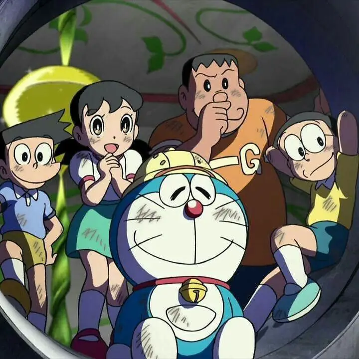 Gambar Nobita dan teman-teman bersama Doraemon