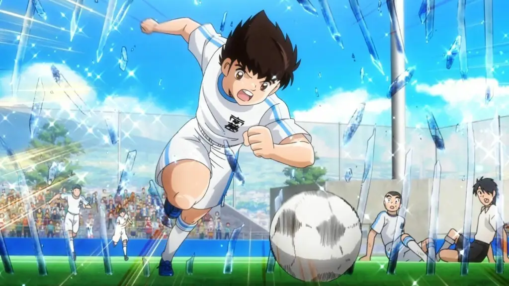 Gambar adegan pertandingan sepak bola dalam Captain Tsubasa 2018