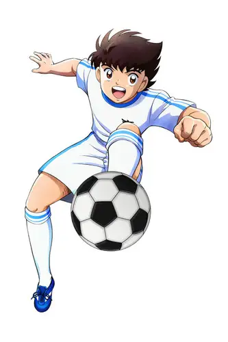 Karakter Captain Tsubasa bermain sepak bola