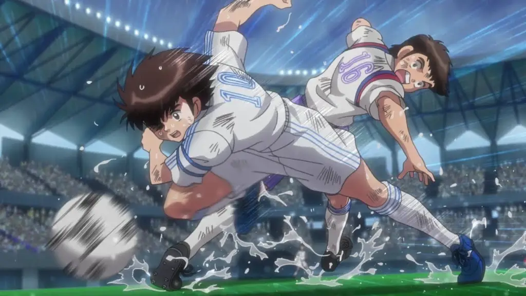 Gambar adegan pertandingan sepak bola di Captain Tsubasa Remake Episode 1