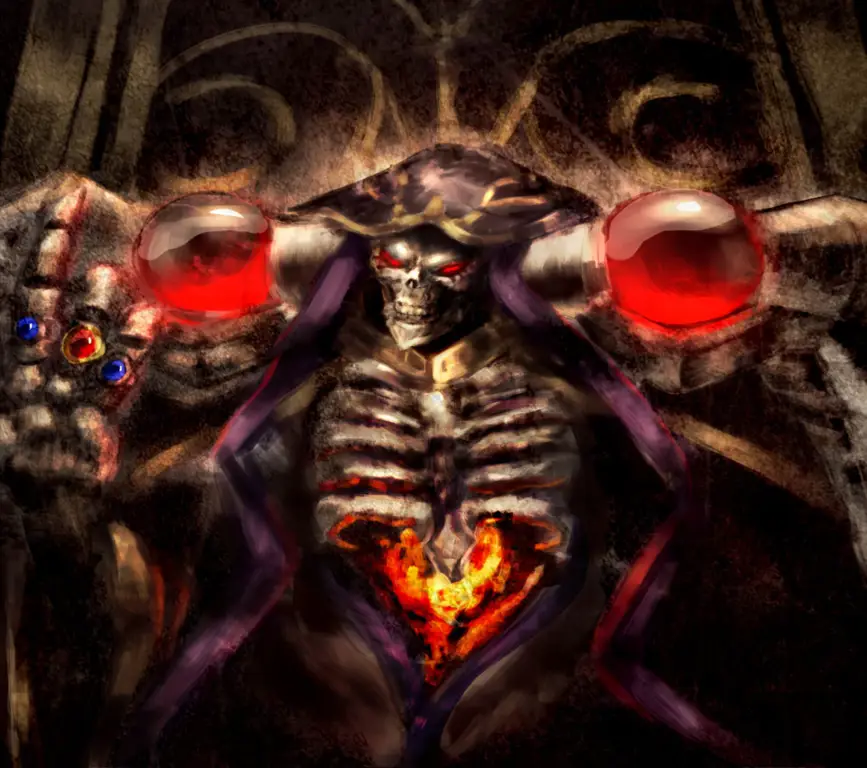 Adegan pertarungan Ainz Ooal Gown yang epik Ainz Ooal Gown sedang bertarung dalam adegan yang menegangkan