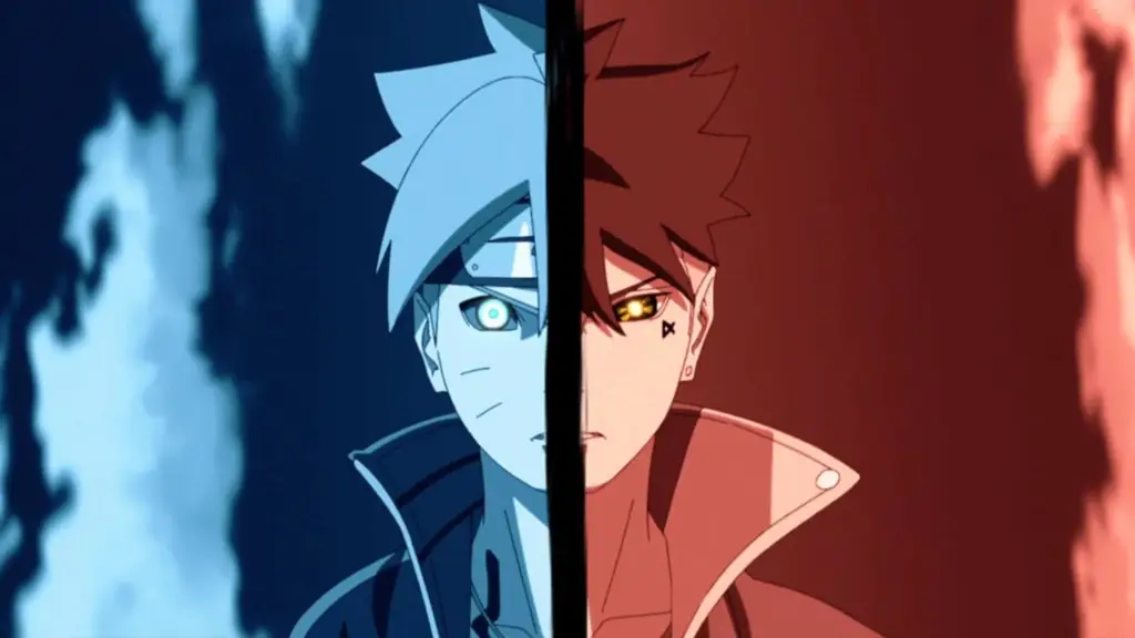 Adegan pertarungan antara Boruto dan Kawaki Boruto dan Kawaki sedang bertarung