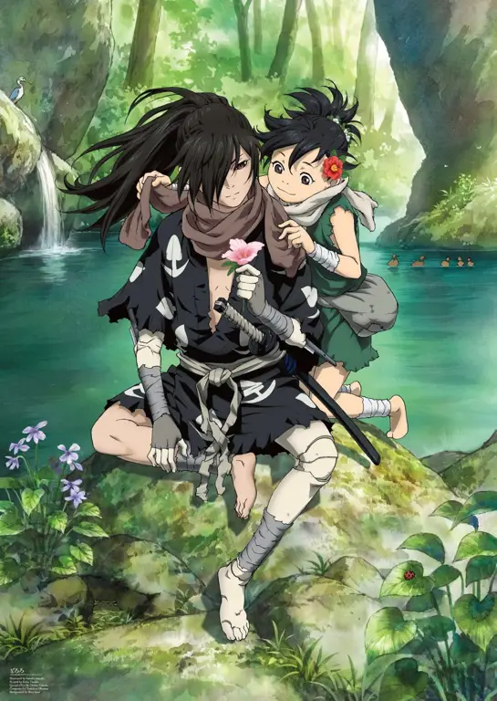 Adegan pertarungan antara Hyakkimaru dan para iblis dalam manga Dororo Panel-panel manga Dororo yang menggambarkan pertarungan