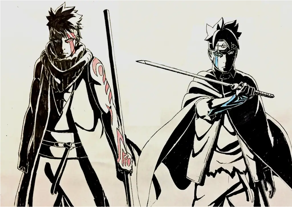 Gambar Boruto dan Kawaki bertarung