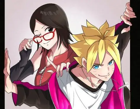 Adegan pertarungan Boruto dan Sarada Boruto dan Sarada berlatih bertarung