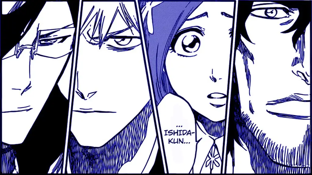 Gambar panel manga Bleach 660 yang menampilkan pertarungan sengit