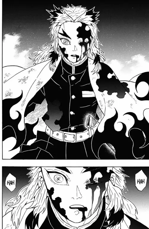 Panel-panel manga Kimetsu no Yaiba chapter 178 yang menampilkan pertarungan sengit