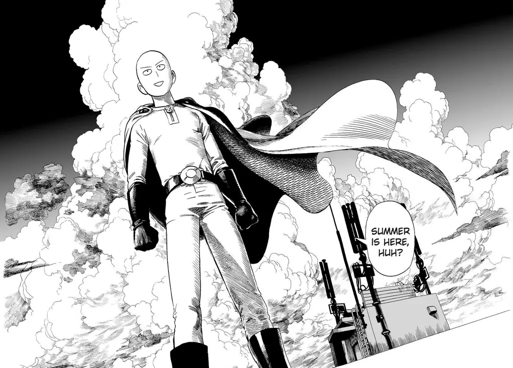 Panel-panel manga One Punch Man yang menampilkan pertarungan seru