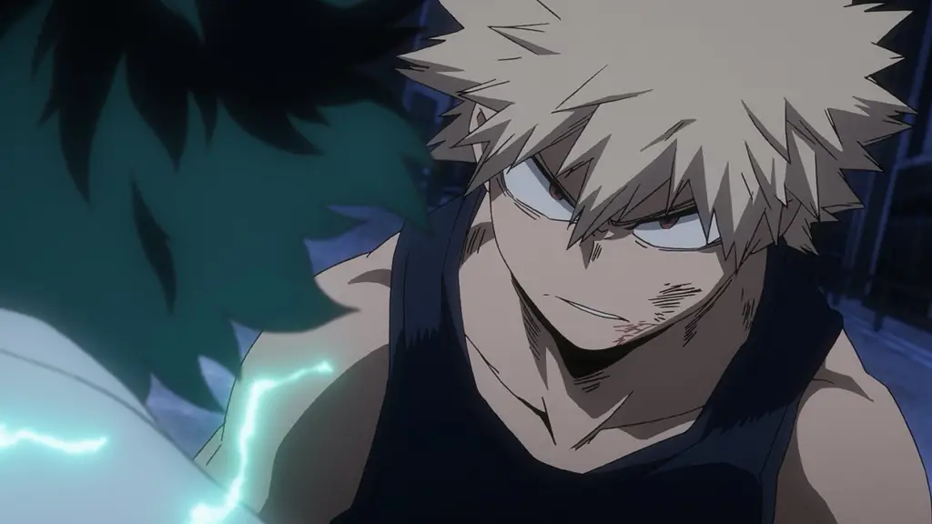 Adegan pertarungan Deku dan Bakugo yang menegangkan