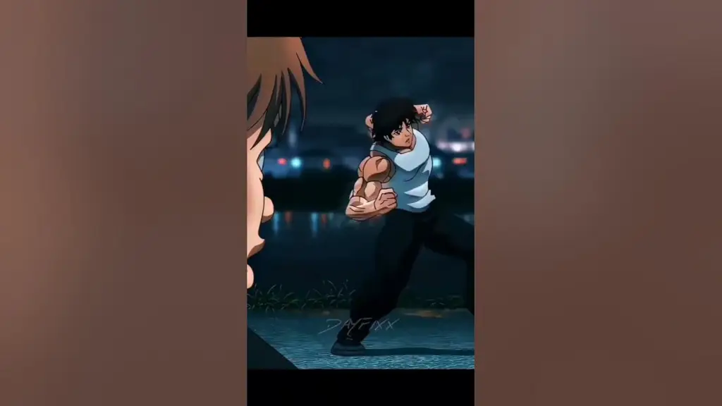 Gambar adegan pertarungan dalam anime Baki Hanma