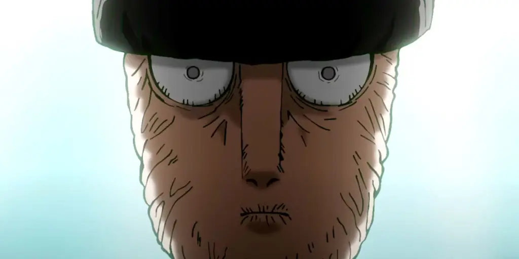 Adegan aksi dari Mob Psycho 100 Season 3 yang menampilkan pertarungan psikis.