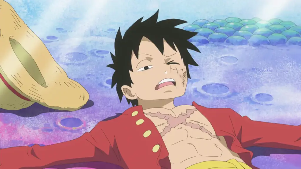 Screenshot dari One Piece episode 734 yang menampilkan adegan pertarungan seru.