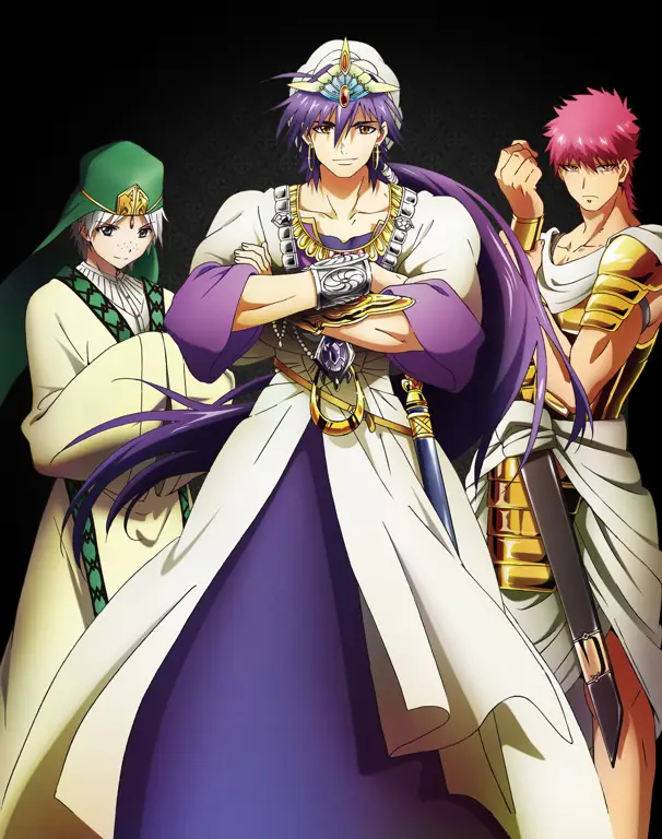 Gambar adegan aksi Sinbad dalam anime Magi