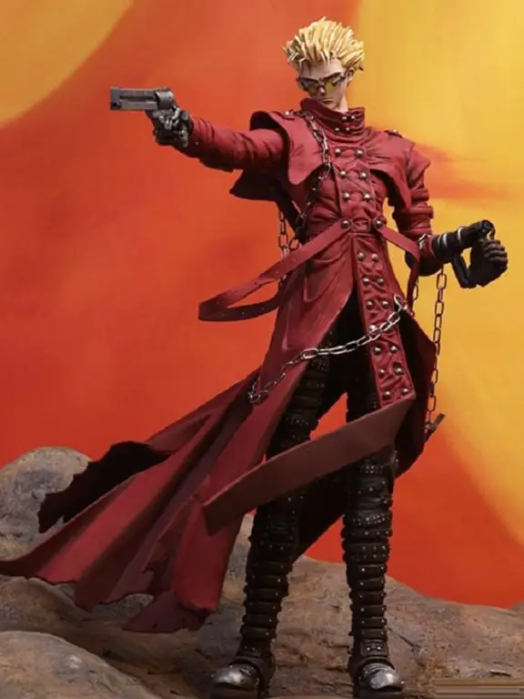 Vash the Stampede sedang bertarung dalam adegan yang menegangkan di episode 20 Trigun