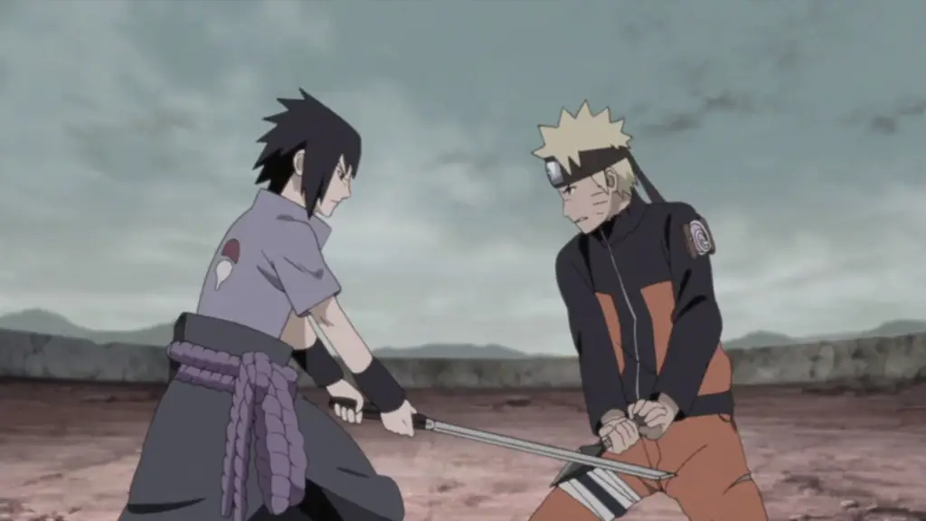 Gambar Naruto dan Sasuke bertarung