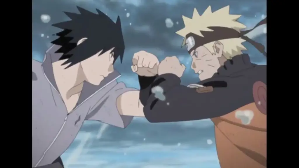 Gambar Naruto dan Sasuke sedang bertarung