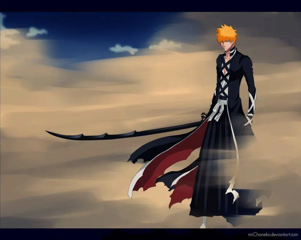 Gambar Ichigo Kurosaki sedang bertarung