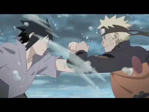 Gambar Naruto dan Sasuke sedang bertarung