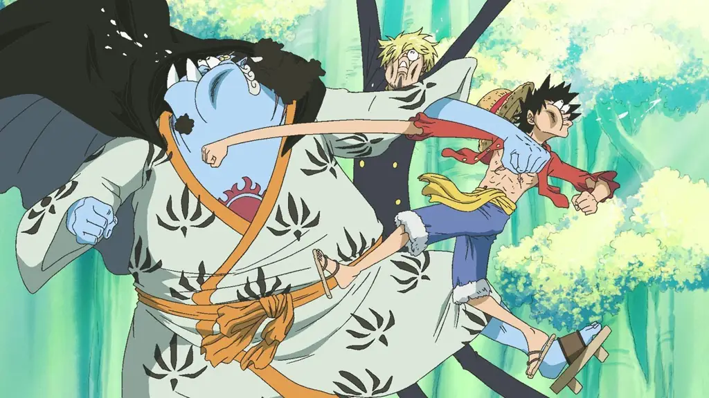 Luffy dan kru Topi Jerami sedang bertarung melawan musuh yang kuat