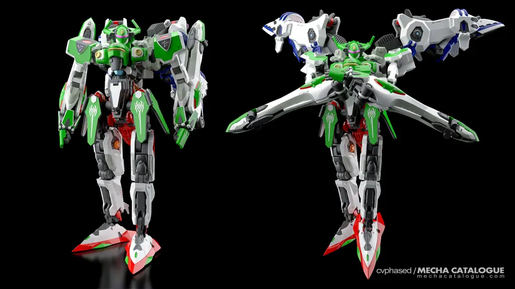 Adegan pertarungan mecha Aquarion Evol Mecha Aquarion Evol dalam aksi