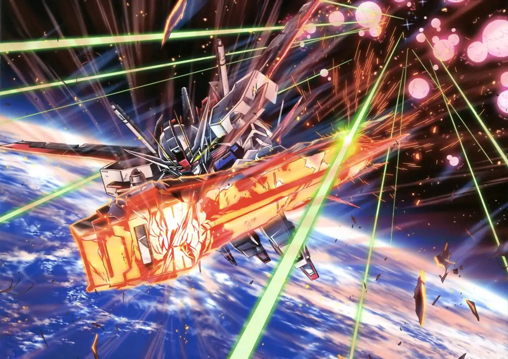 Gambar pertarungan mecha dalam Gundam SEED Freedom