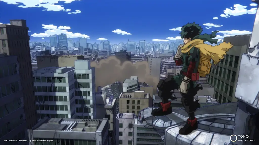 Screenshot dari episode 6 Boku no Hero Academia yang menampilkan pertarungan seru