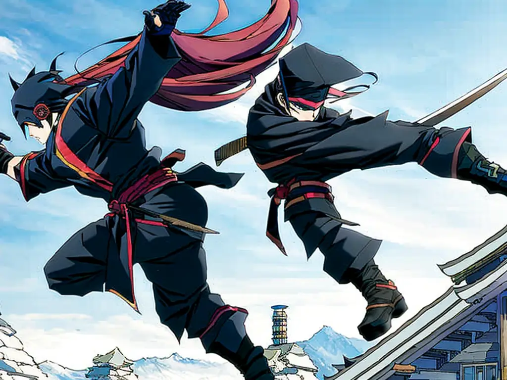 Adegan pertarungan ninja dalam anime Ninja Scroll