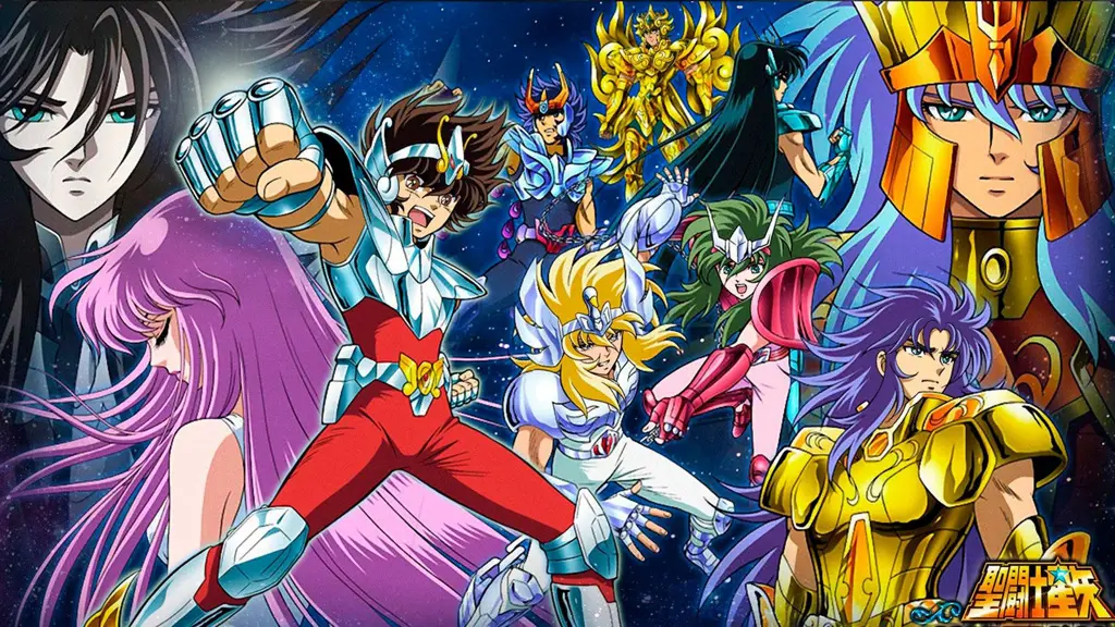 Para karakter Saint Seiya sedang bertarung