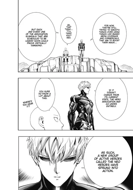 Panel-panel manga One Punch Man chapter 186 yang menampilkan pertarungan epik