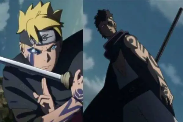 Boruto dan Kawaki sedang bertarung