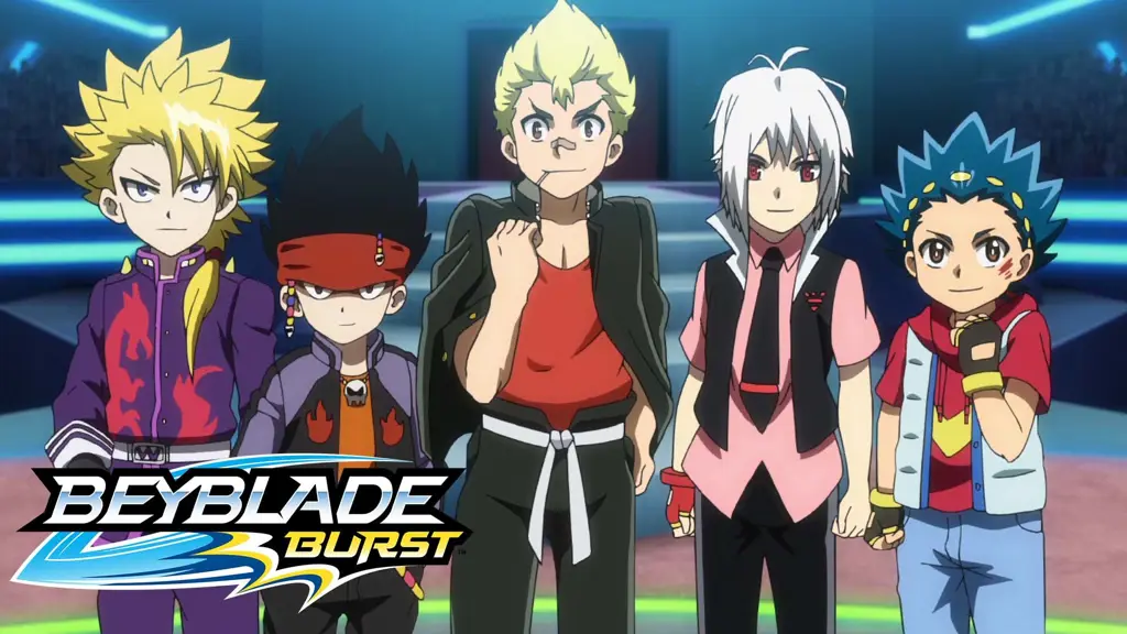 Gambar adegan pertarungan Beyblade Burst