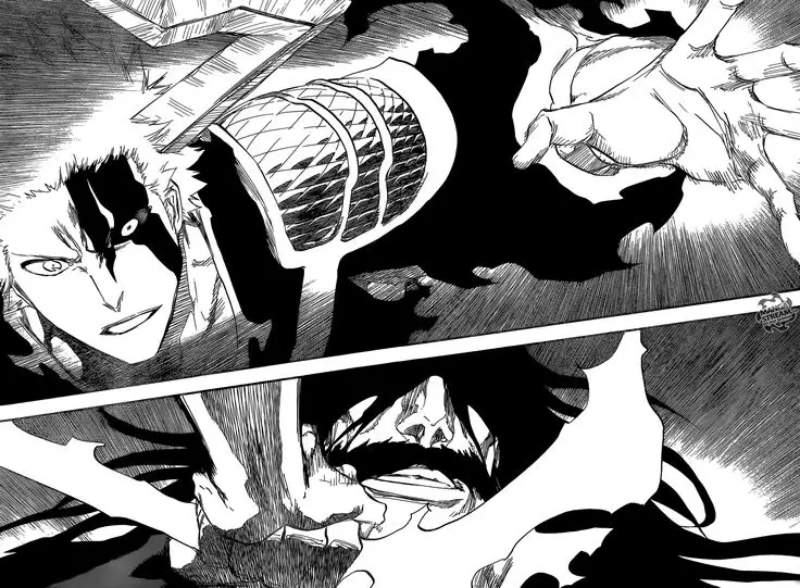 Gambar adegan pertarungan dalam manga Bleach