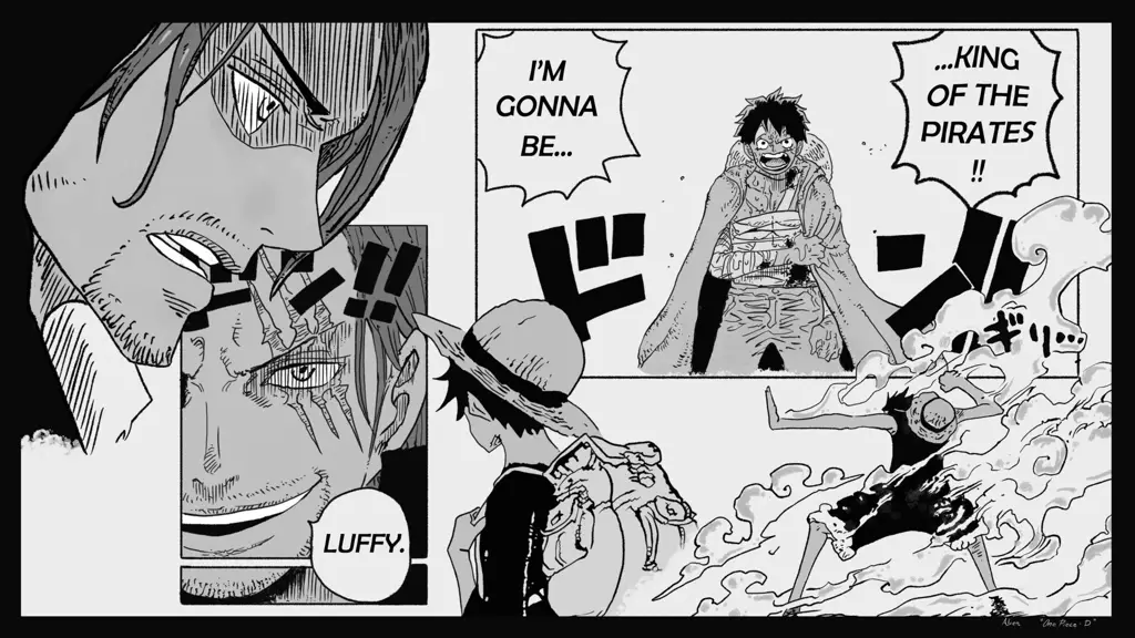 Adegan pertarungan seru dari manga One Piece Panel manga One Piece yang menampilkan adegan pertarungan epik