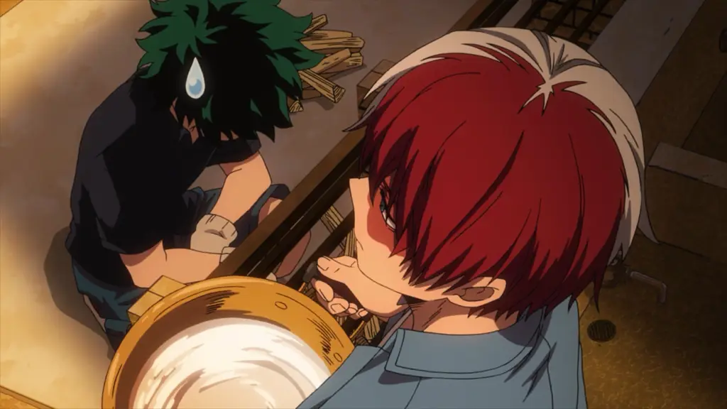 Screenshot dari My Hero Academia Season 3 Episode 11 yang menampilkan adegan pertarungan seru.