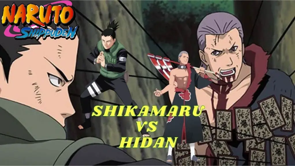 Shikamaru dan Hidan bertarung dalam anime Naruto Shippuden