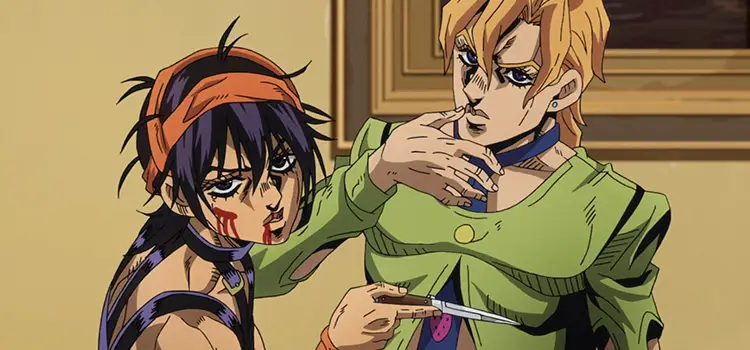 Gambar adegan pertarungan dalam Jojo Golden Wind