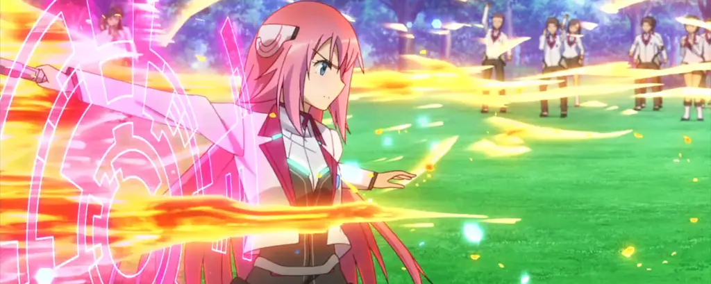 Gambar adegan pertarungan dalam anime Rakudai Kishi no Cavalry