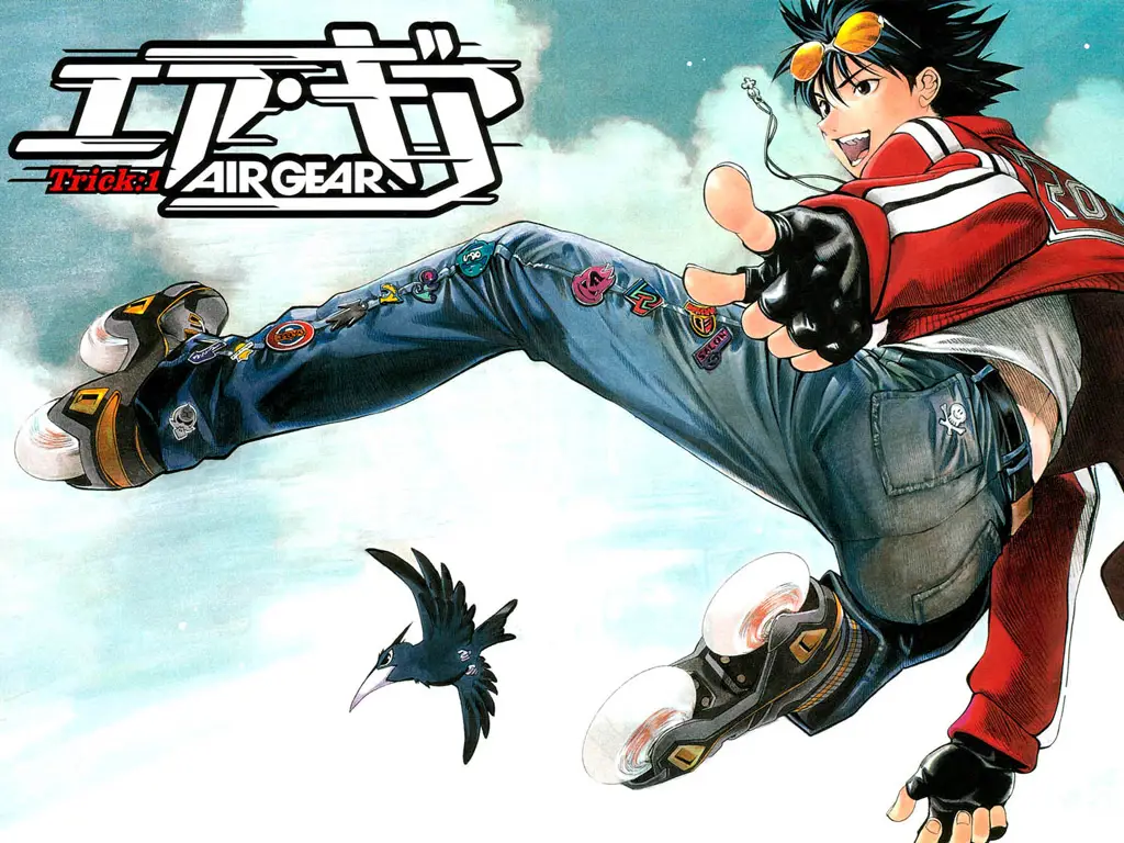 Adegan pertarungan udara yang dinamis dalam anime Air Gear