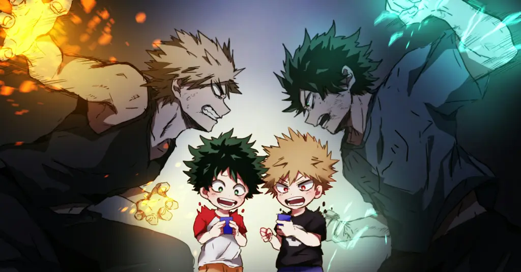 Gambar adegan aksi yang menegangkan dari Boku no Hero Academia