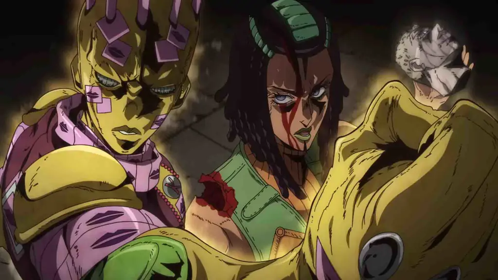 Gambar adegan pertarungan di Stone Ocean