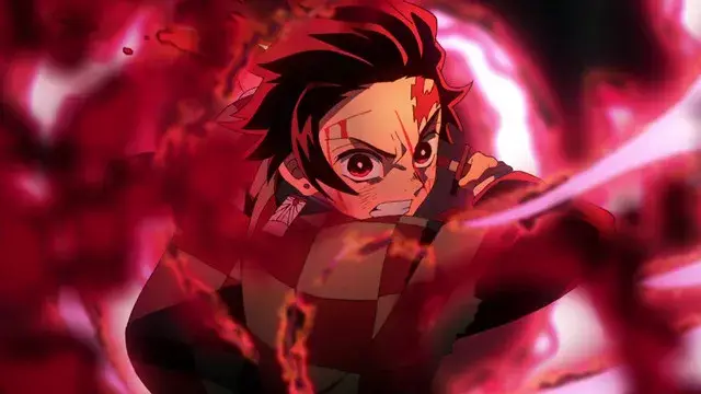 Cuplikan adegan dari anime Kimetsu no Yaiba yang menampilkan pertarungan aksi yang menegangkan.