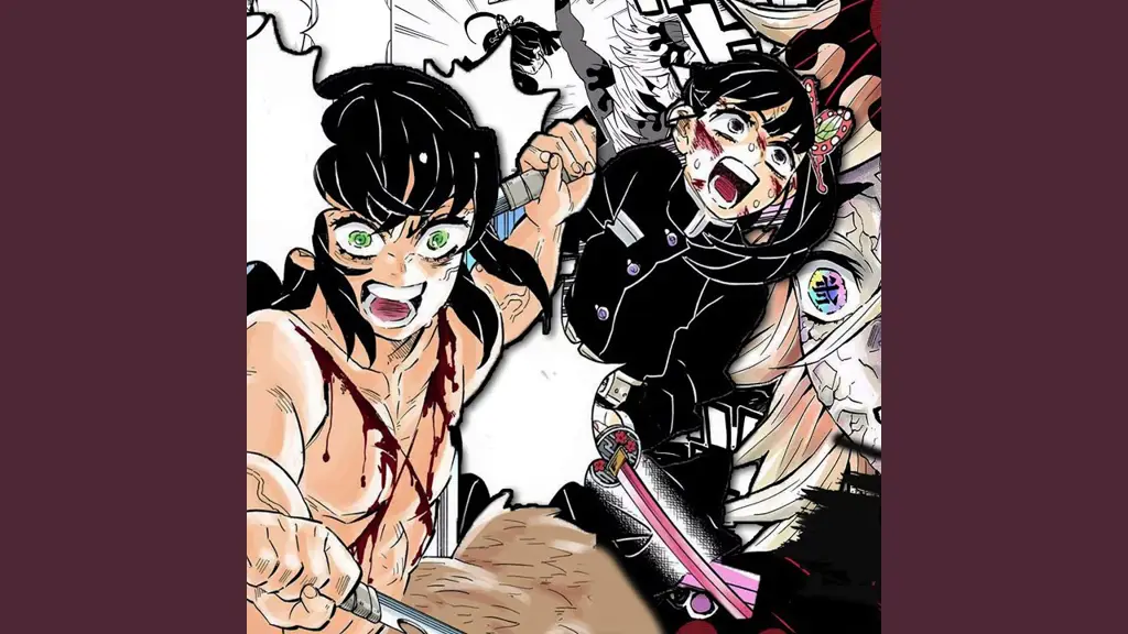 Gambar adegan pertarungan dalam Demon Slayer