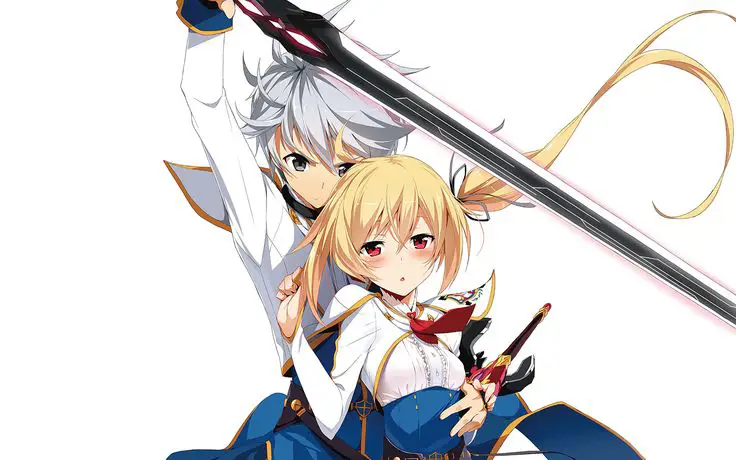 Adegan pertarungan yang menegangkan dan penuh aksi Gambar adegan pertarungan dari anime Saijaku Muhai no Bahamut Lux