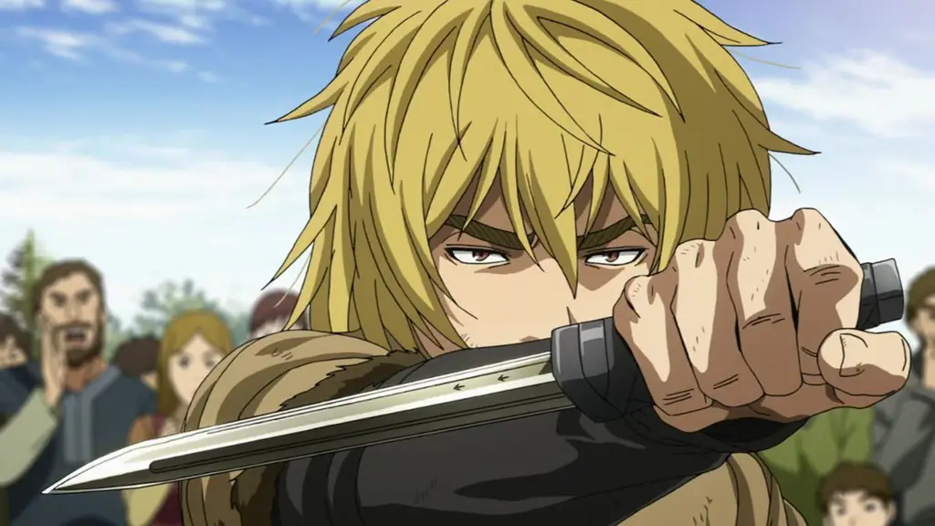 Gambar adegan pertarungan epik dalam anime Vinland Saga