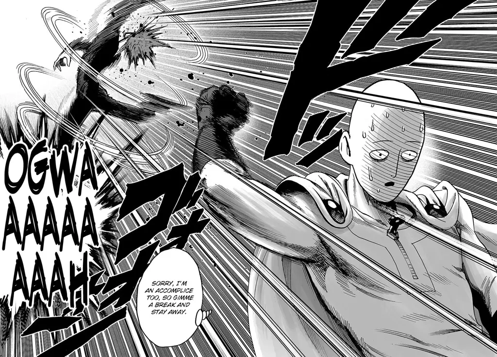 Gambar panel aksi dari manga One Punch Man