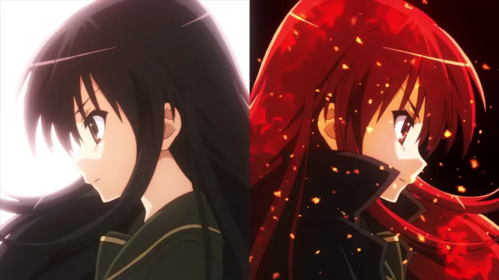 Adegan pertarungan dalam anime Shakugan no Shana yang menampilkan Shana menggunakan kekuatannya