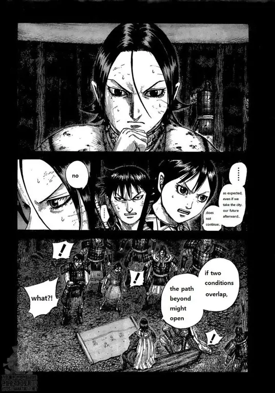 Gambar panel manga Kingdom chapter 730 yang menampilkan pertempuran sengit