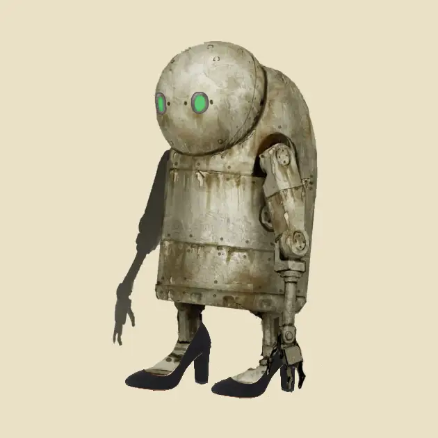 Gambar pertarungan antara robot-robot di Nier Automata